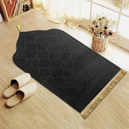Thick Prayer Rug Prayer Mat with Tassels Islamic Turkish Irregular Anti-Slip Praying Rug Carpet Thick Soft Flannel
