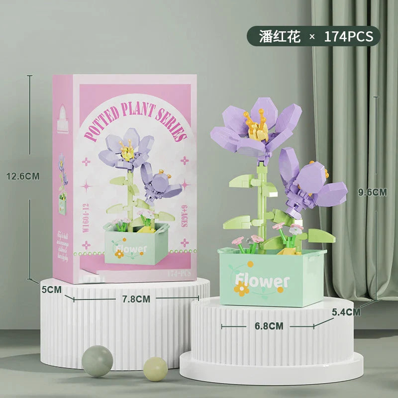 Flower Bouquet Mini Particle Building Blocks Flower Kit 3D DIY Creative Plants Micro Bricks for Home Decor Girl Gift Adults Kids