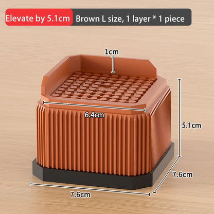 Adjustable Height Furniture Risers - High Load - Bearing, Triple Anti - Slip for Sofa, Bed & Desk