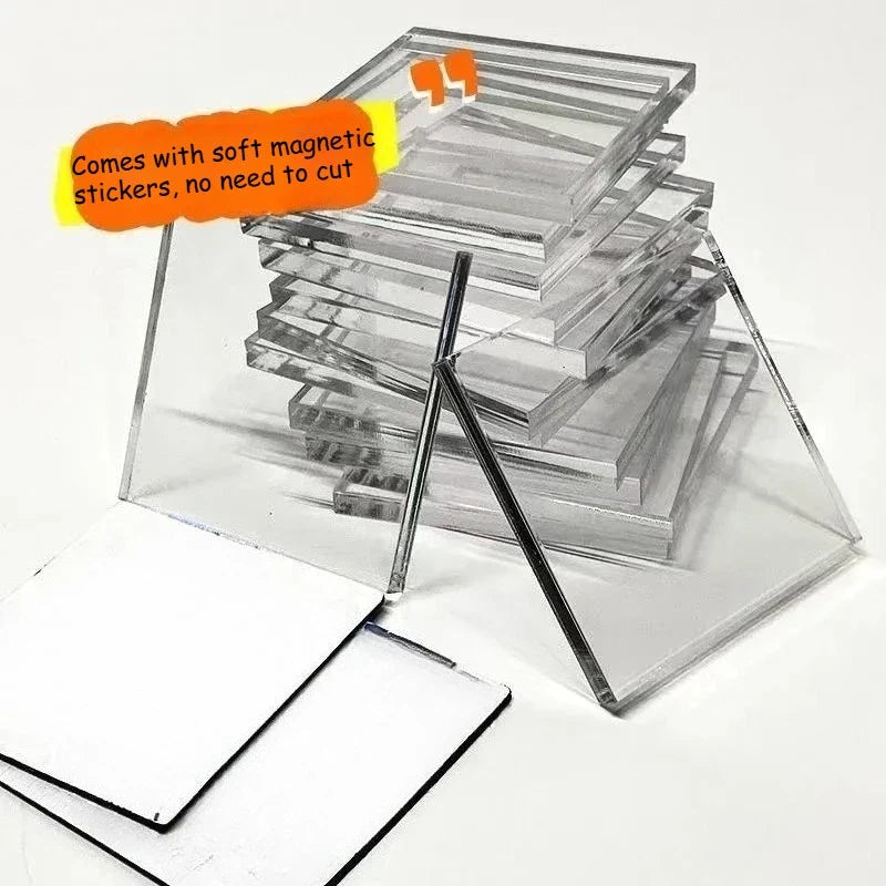 5/10pcs DIY Refrigerator Magnet High Transparent Acrylic Square Round with Magnetic Sheet Material Package Home Decor