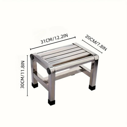 1Pc Multi-purpose Stainless Steel Stool - Durable Thick & Sturdy Stool, Ideal for Living Room, Bathroom, Kitchen and Corridors