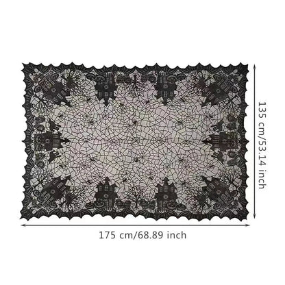 1 pcs of Halloween lace tablecloth spider web skull pattern rectangular shape for party decoration haunted house pumpkin design