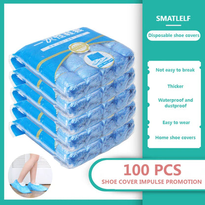 Portable Waterproof Boot Covers Plastic Non-slip Wear Disposable Shoe Covers Overshoes Rain Shoe Covers Mud-proof 1Pack/100 Pcs