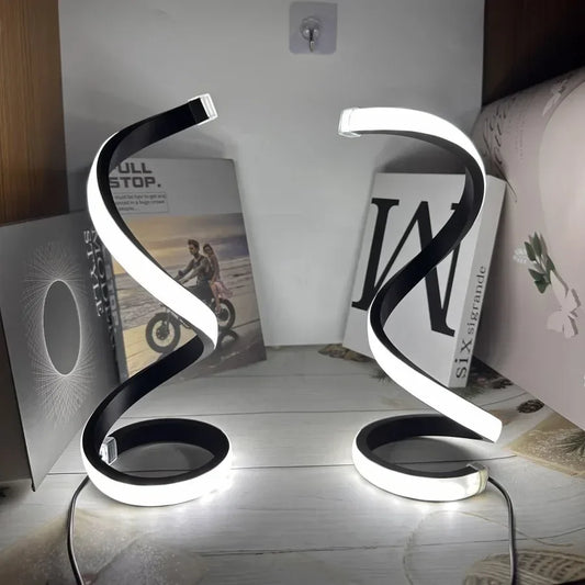 1Pc LED Spiral Table Lamp Modern Three Speed Dimming USB Power Button Switch Bedroom Decorative Table Lamp