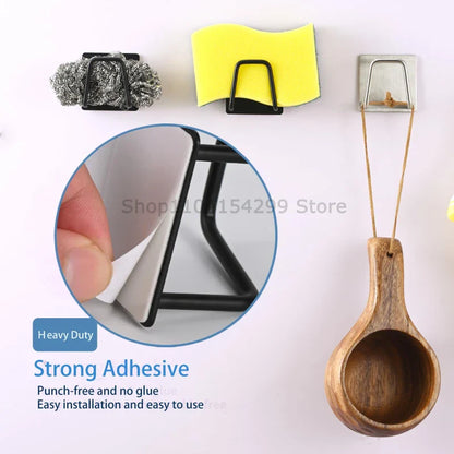 1-5Pcs Kitchen Sink Sponge Rack Drain Storage Holder Self Adhesive Stainless Steel Wire Ba Il Rag Brush Organizer Wall Hooks