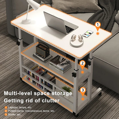 Small Office Desk Adjustable Height Side Mobile Stand Up Desk with Wheels  Portable Rolling Desks Laptop Computer Bedside