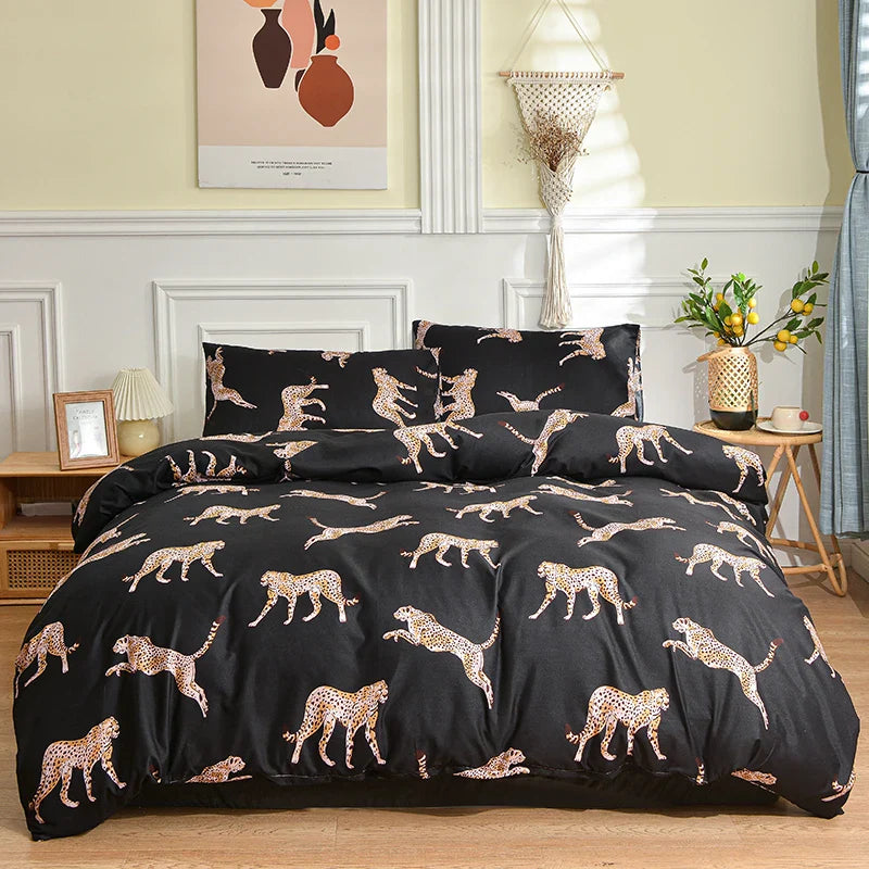 Black and White Bedding Set for Double Bed sabanas cama matrimonial Queen/King Comforter Sets Single Duvet Cover with Pillowcase