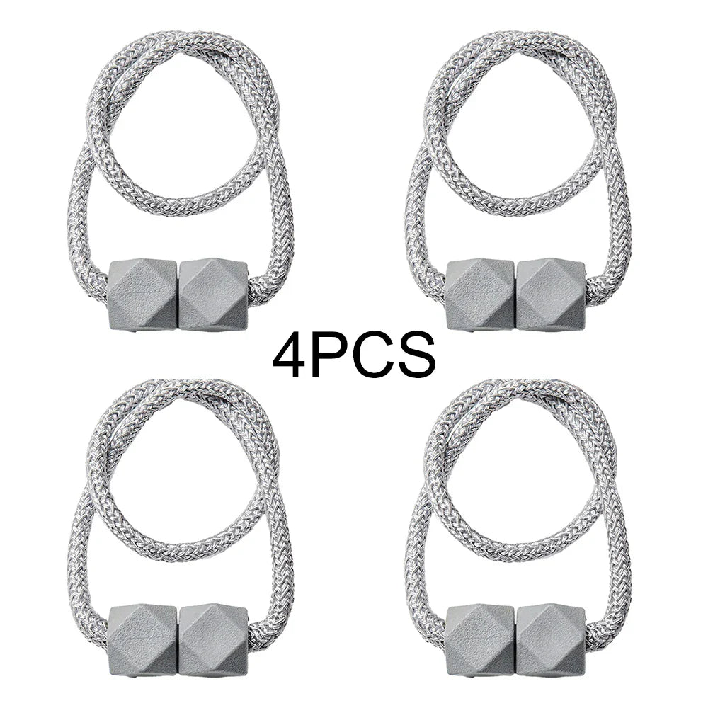 4pcs Curtain Tiebacks with Strong Magnet Thick Rope Design for Bedroom Living Room Kitchen Durable Plastic Home Decor Accessory