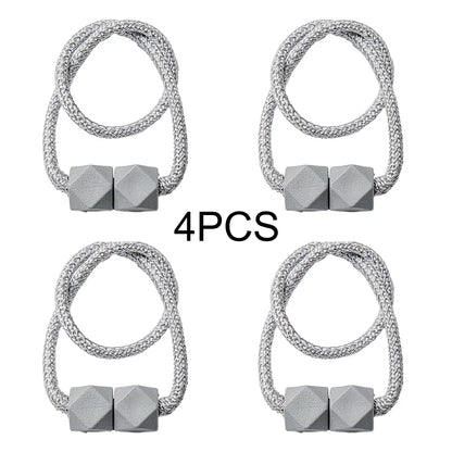 4pcs Curtain Tiebacks with Strong Magnet Thick Rope Design for Bedroom Living Room Kitchen Durable Plastic Home Decor Accessory