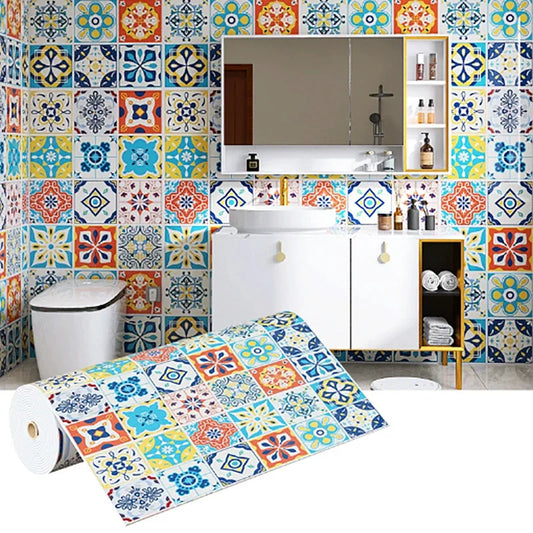 40cm European style waterproof and oil resistant self-adhesive PVC kitchen wall sticker bathroom wallpaper cabinet wallpaper