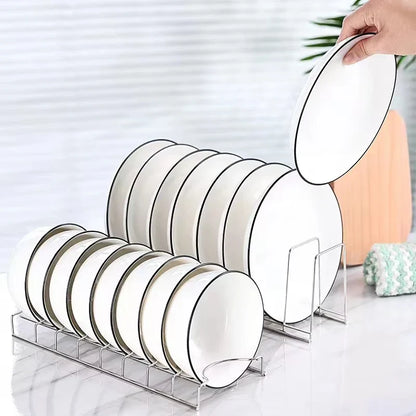 Stainless Steel Dish Draining Rack Multipurpose Silver Plates Storage Rack Space Saving Bowls Plates Drainer Holder Kitchen