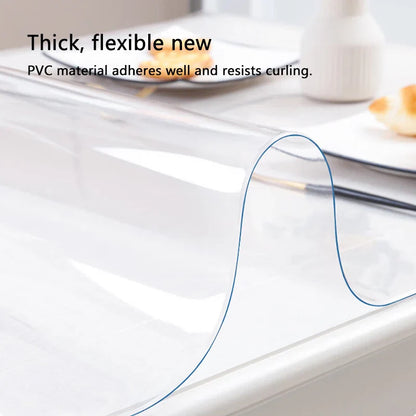 PVC Transparent Table Protector 0.7mm Thick Waterproof Oil-Proof Cover for Kitchen Desk and Dining Table Ideal for Home & Office
