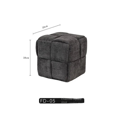 MOMO Chenille Mesh Red Woven Bench Short Stool Shoe Changing Stool Living Room Sofa Stool Household Small Stools