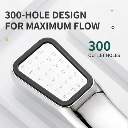 Handheld Square Shower Head 300 Hole Pressurized Dense Water Outlet with Strong Pressure Nozzle for Bathroom Accessories