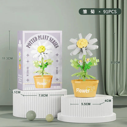Flower Bouquet Mini Particle Building Blocks Flower Kit 3D DIY Creative Plants Micro Bricks for Home Decor Girl Gift Adults Kids