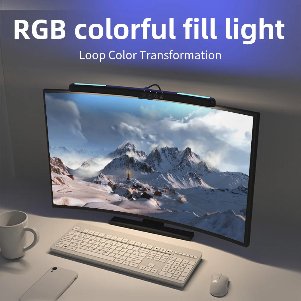 USB Stepless Dimming Screen Hanging Lights Curved Screen Monitor Light Bar RGB Background Atmosphere Desk Lamp Monitor Light Bar