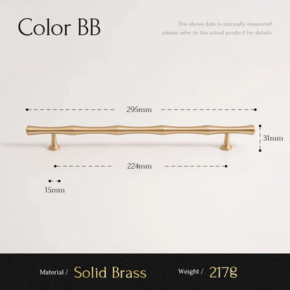 Santaya Solid Brushed Brass Handle Bamboo Kitchen Cabinet Pull Wardrobe Drawer Knob
