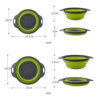 Silicone vegetable and fruit cleaning and drainage basket cleaning basket Folding water filter net Kitchen Gadgets