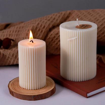 Classical Striped Roman Cylindrical Silicone Candle Mold Columnar Striped DIY Candle Holder Making Design Shape Candle Handmade