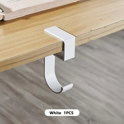 Aluminum Desk Hook Organizer Anti-Slip Design Sleek Black White for Office Student Desk Organization Bag Storage Utility Hooks