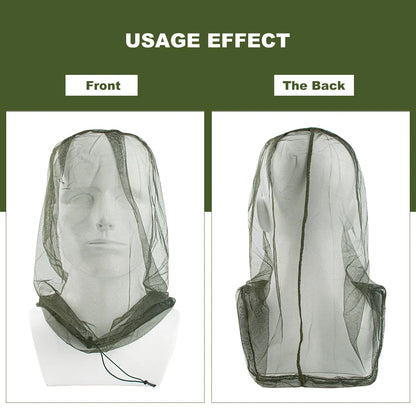 1Pc Ultra Large & Long Extra Fine Holes Mesh Soft Durable Fly Screen Premium Mosquito Insect Head Net Face Protector Camping Cap