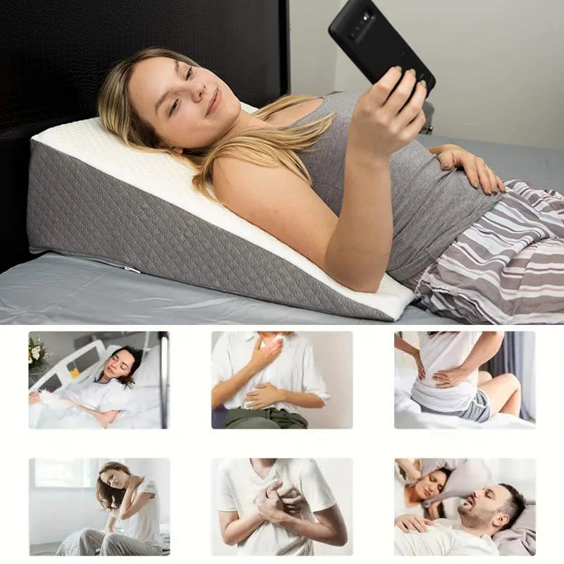 Bed Wedge Pillow for Sleeping, Soft Memory Foam Top, Triangle Pillow Wedge, Body Positioners for Leg Elevation, Snoring Relief
