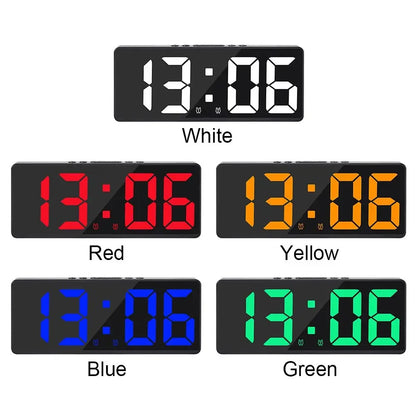 Multifunctional LED Number Clock Color Nightlight Temperature Calendar Alarm Large Digital Electronic Backlight Home Decor
