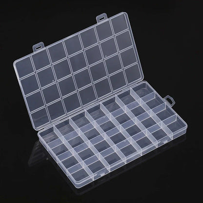 Clear 24-Compartment Plastic Storage Box – Organizer for Crafts, Beads, Jewelry & Small Items (1 Pack)