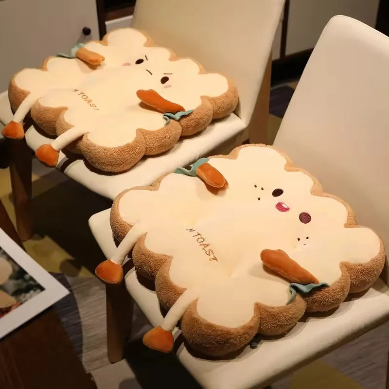 Comfy Cartoon Toast-Shaped Seat & Back Cushion – Washable Anti-Fatigue Pillow for Home/Office/Car (Perfect Gift for Christmas）