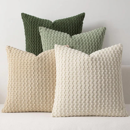1pc Soft Boho style modern double-sided design pillows cover, Farmhouse Neutral Decorative Home Decor Striped Corduroy Square
