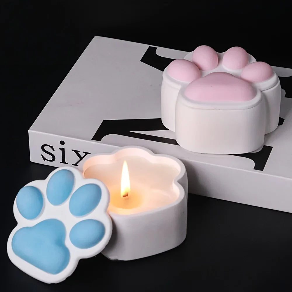 Cat Claw Storage Box Silicone Mold DIY with Lid Candle Jar Crafts Making Plaster Concrete Resin Ashtray Casting Molds Home Decor