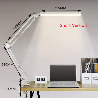 10W LED Desk Lamp with Clamp Swing Arm Eye-Caring Dimmable Desk Light 10 Brightness Levels 3 Modes USB Charging