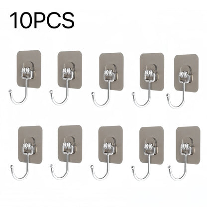 Big Size Hooks Heavy Duty 22 lbs Waterproof Adhesive Wall Hooks Nail-Free Transparent Waterproof Hooks for Kitchen Bathroom
