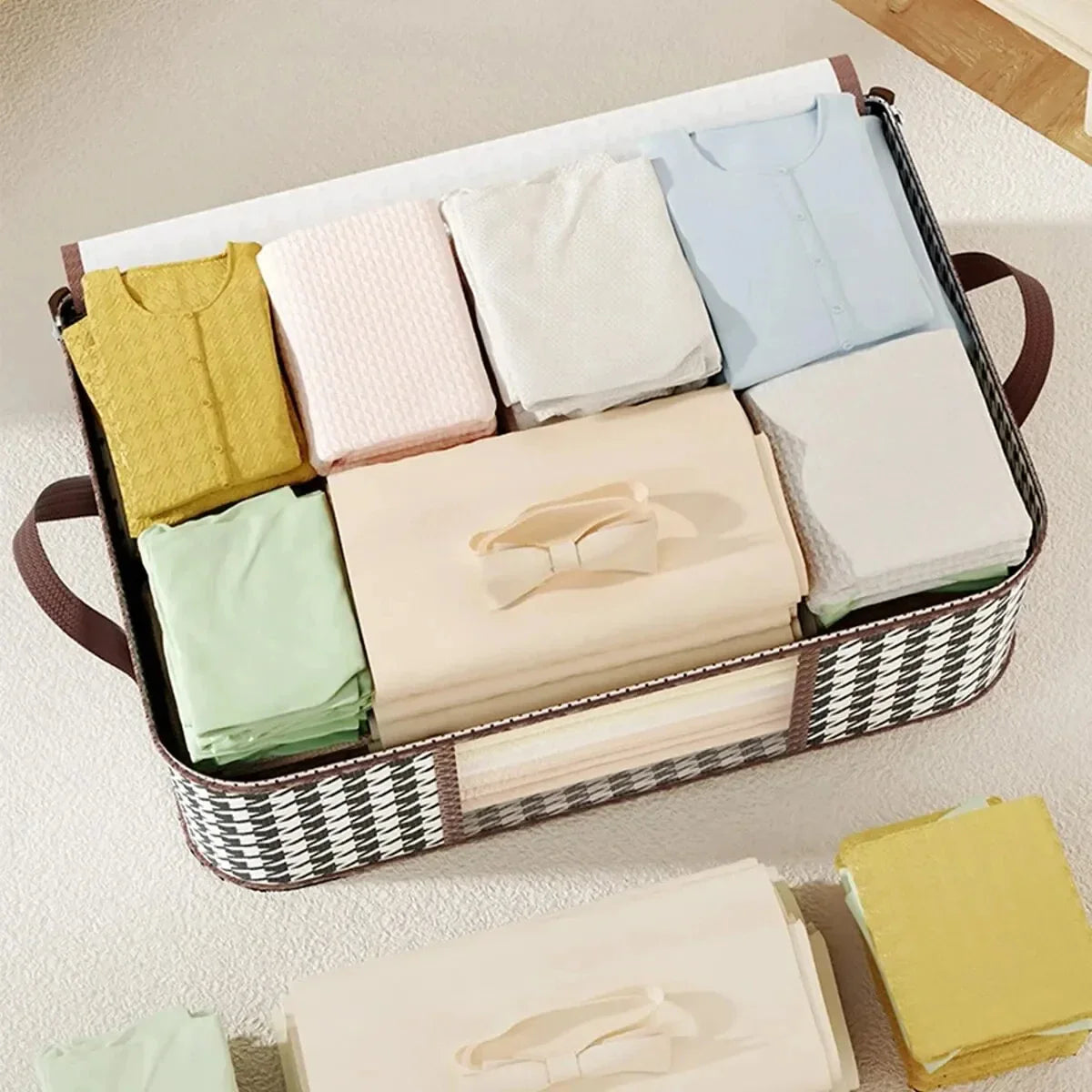 Foldable Storage Box with Handle - Clear Window & Dustproof Zipper, Large Capacity Organizer for Clothes, Bedding, Home Use