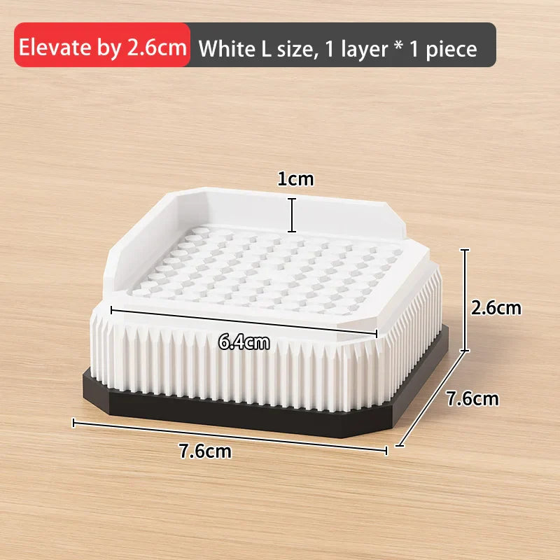Adjustable Height Furniture Risers - High Load - Bearing, Triple Anti - Slip for Sofa, Bed & Desk