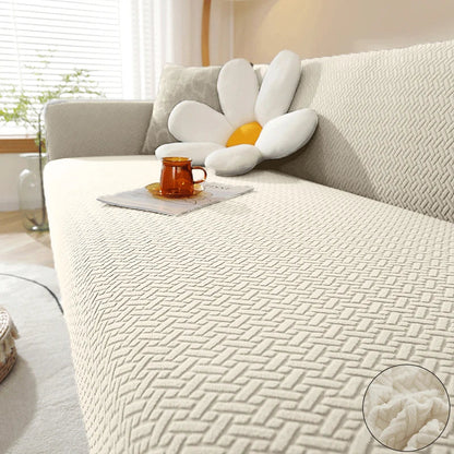 Jacquard Elastic Sofa Cover For Living Room Slipcovers Stretch Polar Fleece Armchair Protector L Shaped Sofa 1/2/3/4 Seater Home