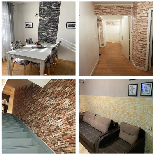 1-10pcs 3D Brick Pattern Wall Stickers Wallpaper 77cmx70cm Waterproof Self-adhesive Stain-resistant Vintage Style Room Decor