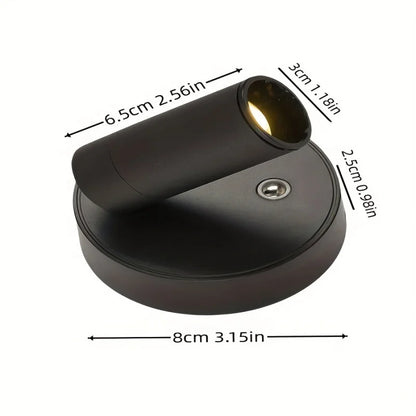 Magnetic Base USB Rechargeable LED Cordless Wall Light with Touch Switch Black White Magnet Dimmable Bedside Lamp for Reading