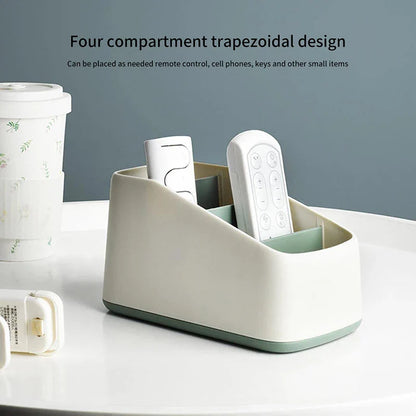 4 Slot Desktop Storage Box Remote Control Holder TV Phone Trapezoidal Basket Stationery Organizer Case for Home Hotel