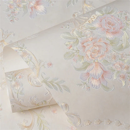 European wallpaper self-adhesive pastoral flower luxury wall stickers self-adhesive bedroom living room home background wall wal