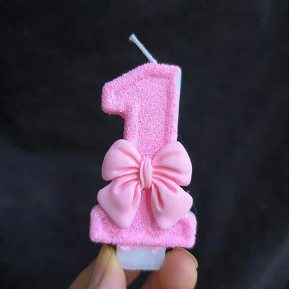 Creative Digital 0-9 Number Birthday Cake Candles New Girls Pink Bow Household Home Decor Ornaments Cakes Decorations Candle