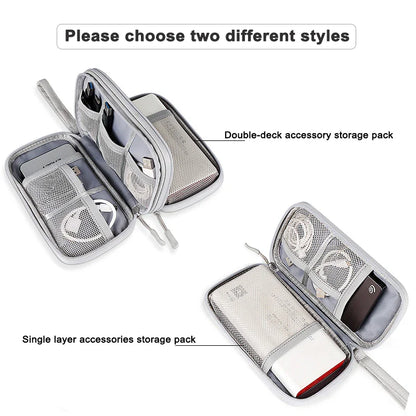 Waterproof Cable Storage Bag Digital Electronic Organizer Portable USB Data Line Charger Plug Storage Bag Travel Cable Organizer