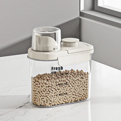 Large Capacity Kitchen Storage Can - 1600/2800ML PP Plastic Sealed Scale Bucket Waterproof Seal for Flour Corn Soybeans Rice
