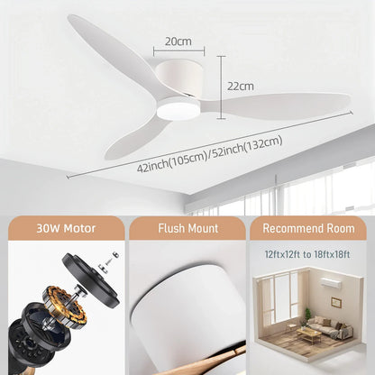 IRALAN Modern Ceiling Fan with LED Light DC motor Large Air Volume Remote Control for Kitchen Bedroom Dining room Patio