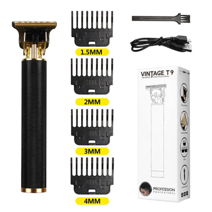 T9 LCD Electric Hairdresser Oil Shaving Head Electric Pusher Carving Electric Pusher Clipper Hair Precision Trimmer for Men Care