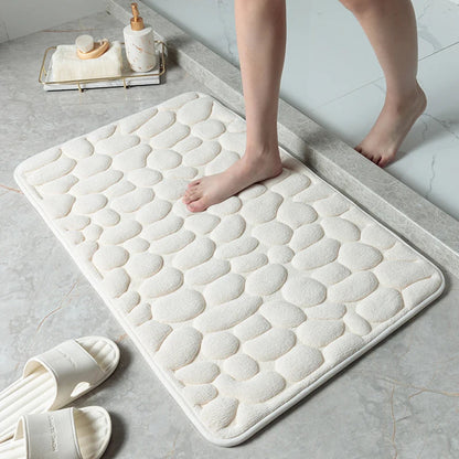 Foot Mat Coral Fleece Floor Mat Household Memory Foam Embroidered Bathroom Thickened Absorbent Floor Mat Door