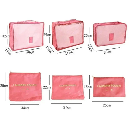 Protable Large Capacity Waterproof Luggage Clothing Underwear Storage Bag 6 Pcs/Set Travel Storage Bag Travel Bag With Zipper