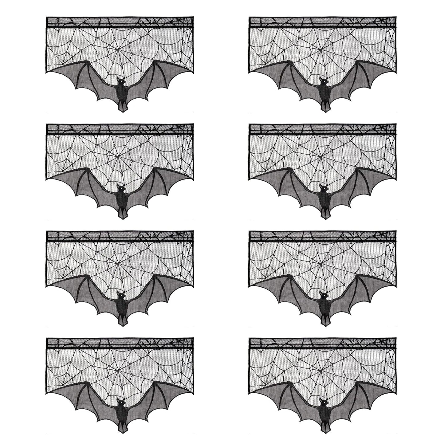 1pc Halloween Lace Curtain Black Bat Spider Tablecloth Fireplace Mantel Scarf Cover Halloween Home Room Cobweb Horror Decoration