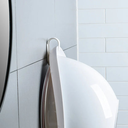 Double Layer Wall Hanging Washbasin Hook Punch Free Adhesive Wash Basin Storage Rack Save Space Home Universal Storage Hook