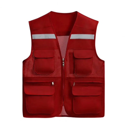 Stylish Vest Coat Breathable Cargo Vest Mesh Stitching Reflective Night Safety Waistcoat  Safe